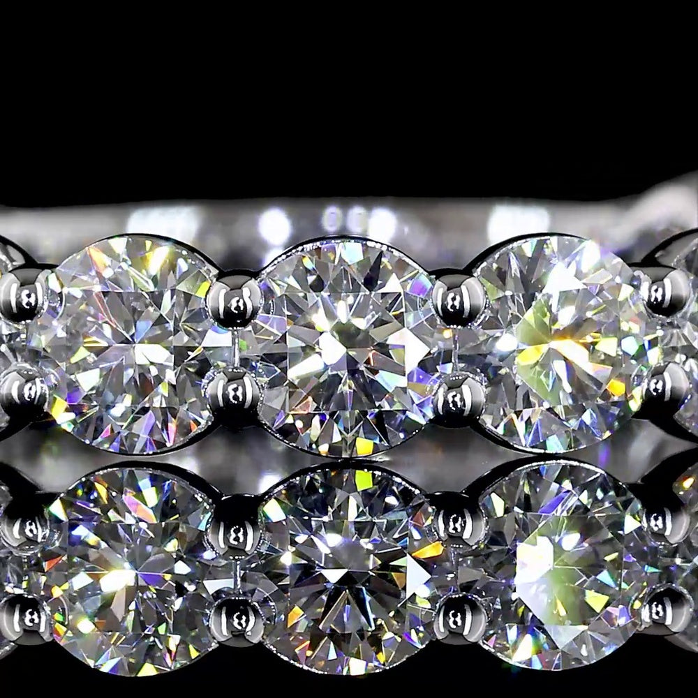 14K White Gold 3/4 Eternity Band with 15 Round Brilliant Cut Lab Diamonds - 2.09 Carat Total Weight - Covaloro Fine Jewelry