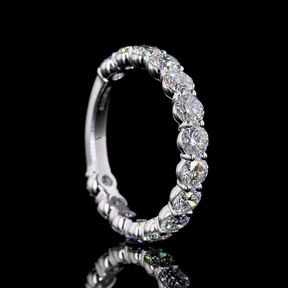 14K White Gold 3/4 Eternity Band with 15 Round Brilliant Cut Lab Diamonds - 2.09 Carat Total Weight - Covaloro Fine Jewelry