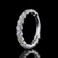 14K White Gold 3/4 Eternity Band with 15 Round Brilliant Cut Lab Diamonds - 2.09 Carat Total Weight - Covaloro Fine Jewelry