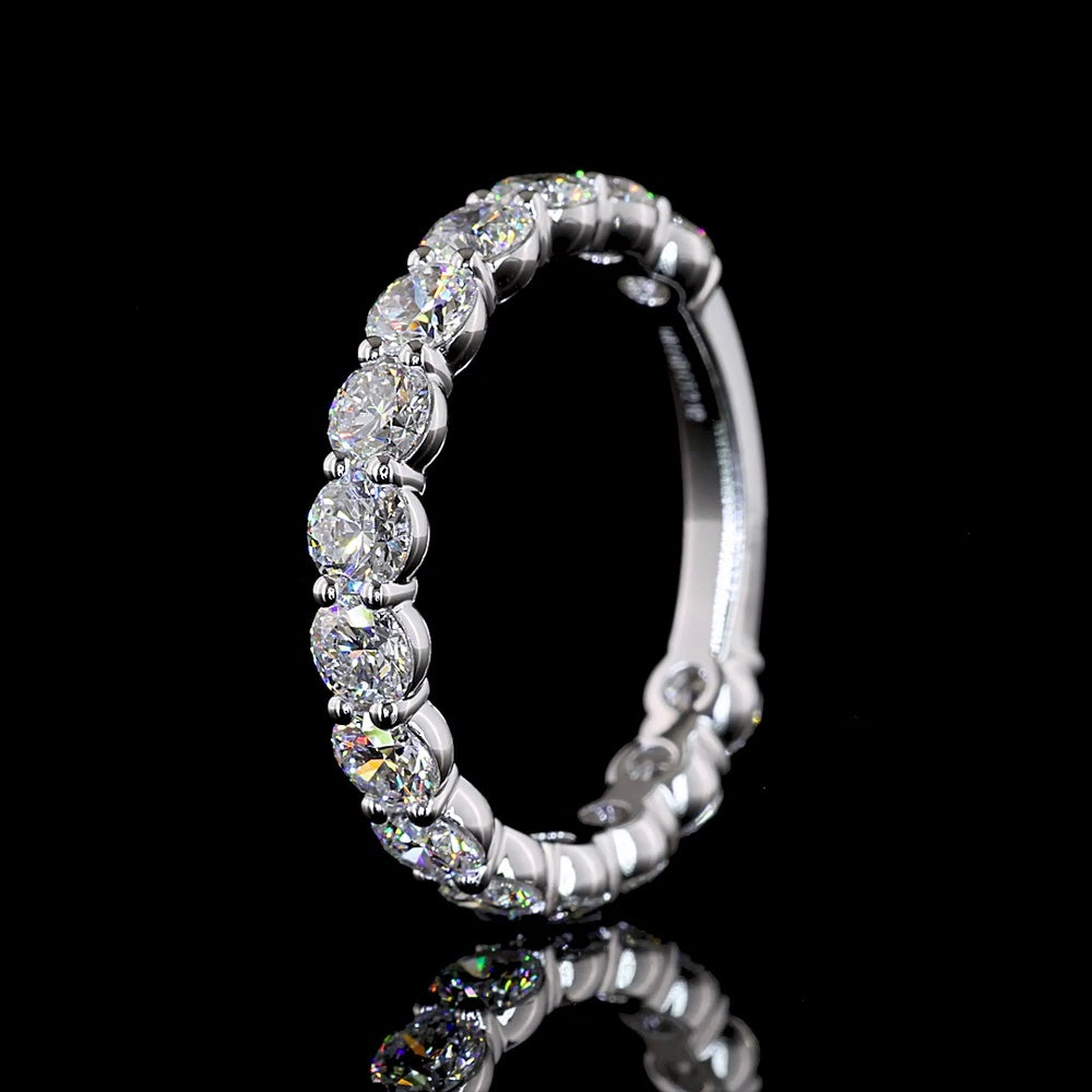 14K White Gold 3/4 Eternity Band with 15 Round Brilliant Cut Lab Diamonds - 2.09 Carat Total Weight - Covaloro Fine Jewelry