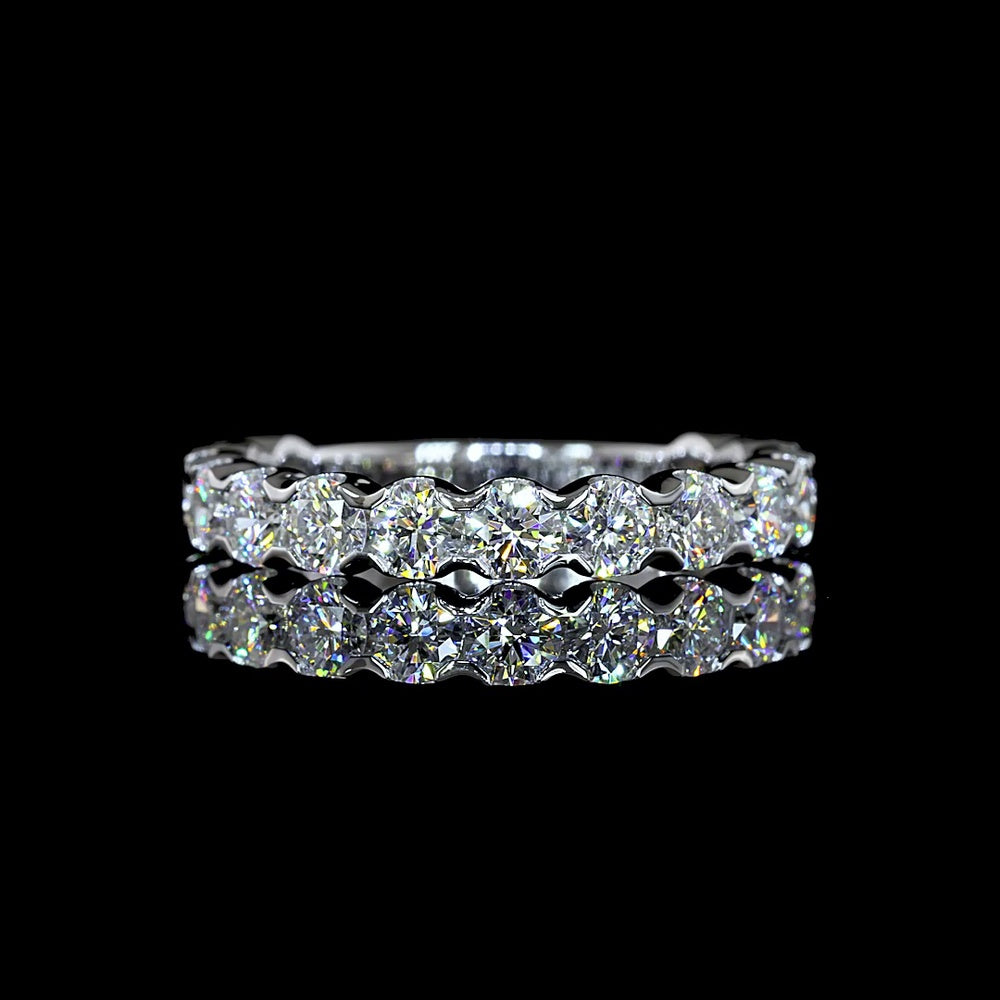 14K White Gold 3/4 Eternity Band with 15 U-Prong Set Round Lab Diamonds - 1.66 Carat Total Weight, E-F Color VS Clarity - Covaloro Fine Jewelry