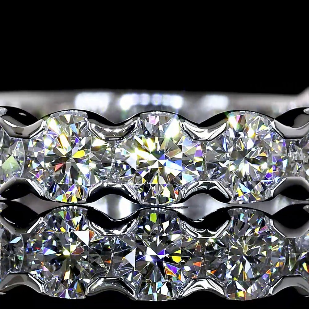 14K White Gold 3/4 Eternity Band with 15 U-Prong Set Round Lab Diamonds - 1.66 Carat Total Weight, E-F Color VS Clarity - Covaloro Fine Jewelry