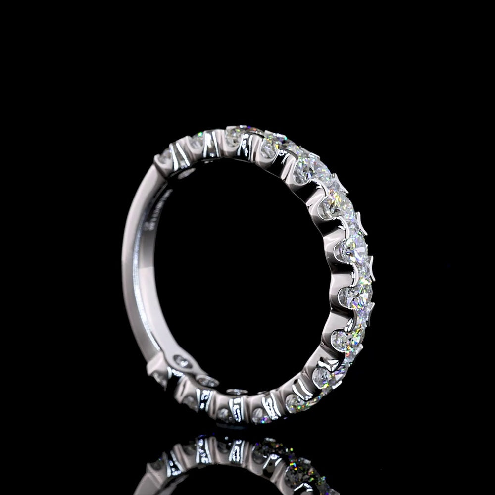 14K White Gold 3/4 Eternity Band with 15 U-Prong Set Round Lab Diamonds - 1.66 Carat Total Weight, E-F Color VS Clarity - Covaloro Fine Jewelry