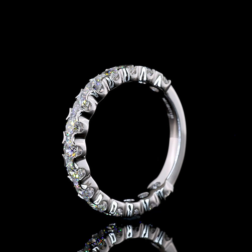 14K White Gold 3/4 Eternity Band with 15 U-Prong Set Round Lab Diamonds - 1.66 Carat Total Weight, E-F Color VS Clarity - Covaloro Fine Jewelry