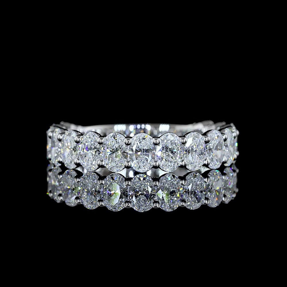 14K White Gold 3/4 Eternity Band with 16 Oval Cut Lab Diamonds - 2.09 Carat Total Weight, E-F Color, VS2 Clarity - Covaloro Fine Jewelry