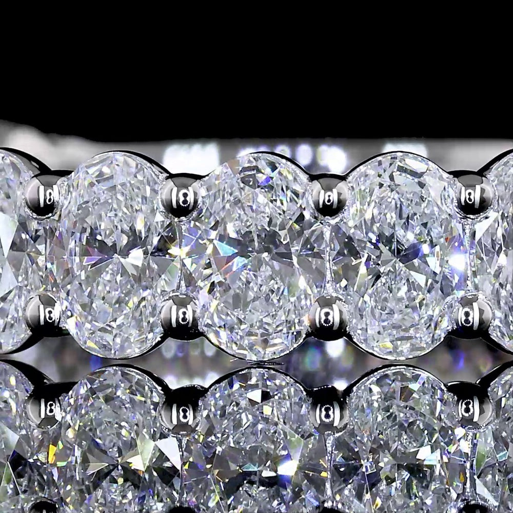 14K White Gold 3/4 Eternity Band with 16 Oval Cut Lab Diamonds - 2.09 Carat Total Weight, E-F Color, VS2 Clarity - Covaloro Fine Jewelry