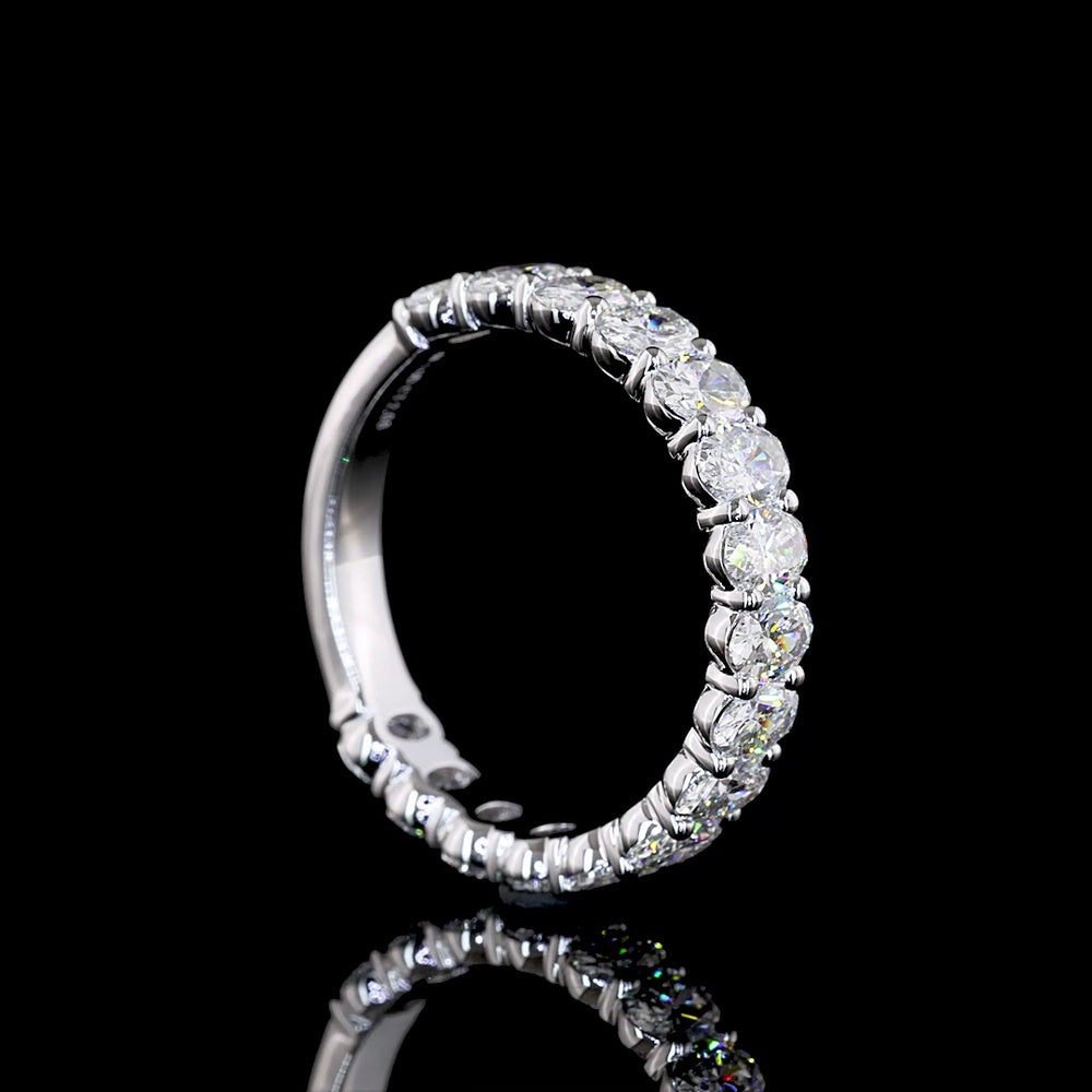 14K White Gold 3/4 Eternity Band with 16 Oval Cut Lab Diamonds - 2.09 Carat Total Weight, E-F Color, VS2 Clarity - Covaloro Fine Jewelry