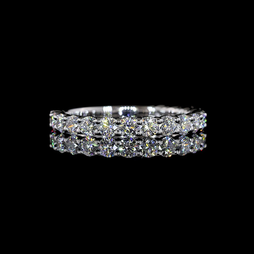 14K White Gold 3/4 Eternity Band with 17 Round Brilliant Cut Lab Diamonds - 1.02 Carat Total Weight - Covaloro Fine Jewelry