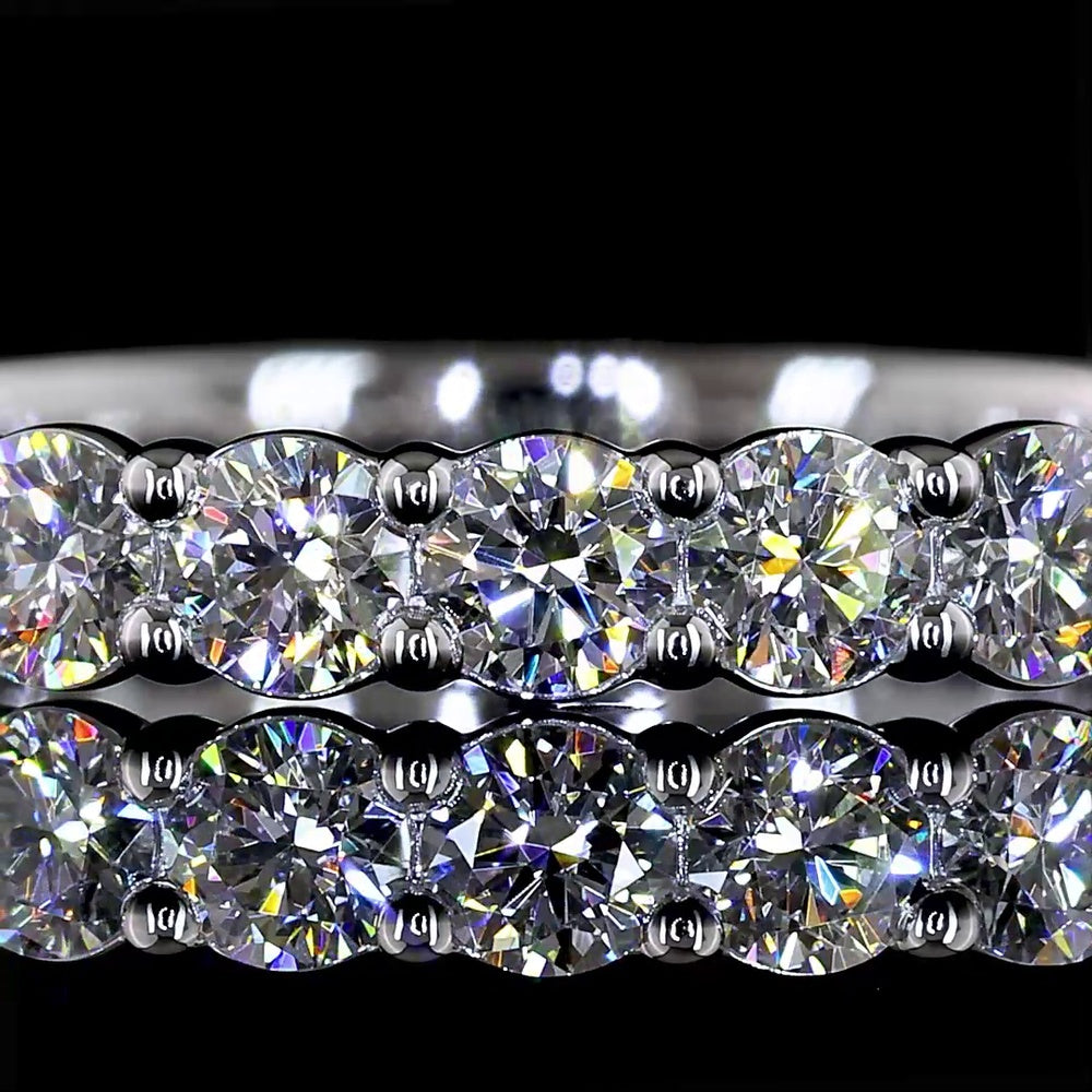 14K White Gold 3/4 Eternity Band with 17 Round Brilliant Lab Diamonds - 0.99 Carat Total Diamond Weight - Covaloro Fine Jewelry