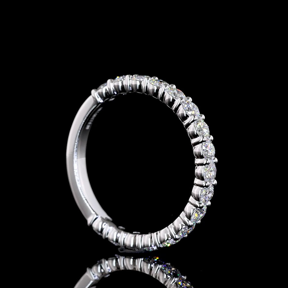 14K White Gold 3/4 Eternity Band with 17 Round Brilliant Lab Diamonds - 0.99 Carat Total Diamond Weight - Covaloro Fine Jewelry