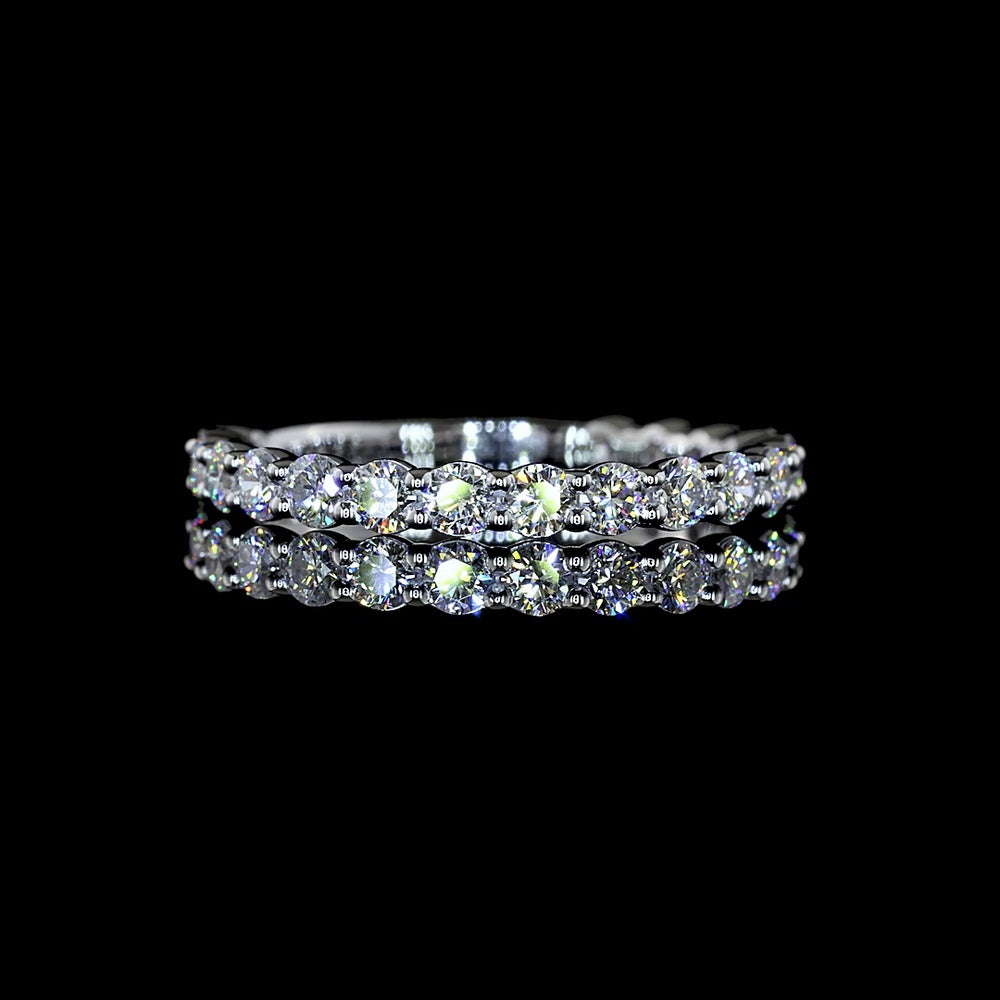 14K White Gold 3/4 Eternity Band with 19 Prong Set Round Lab Diamonds - 0.62 Carat Total Diamond Weight - Covaloro Fine Jewelry