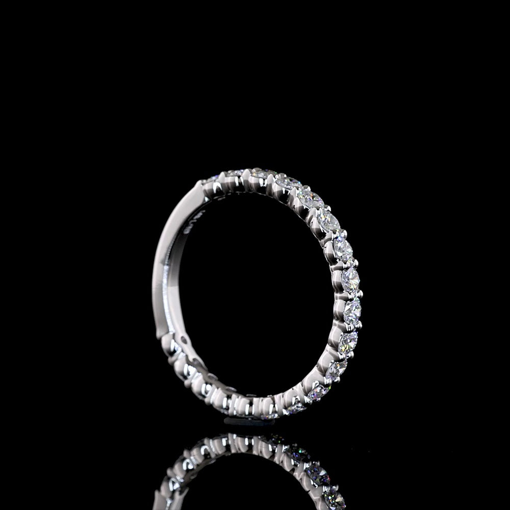 14K White Gold 3/4 Eternity Band with 19 Prong Set Round Lab Diamonds - 0.62 Carat Total Diamond Weight - Covaloro Fine Jewelry