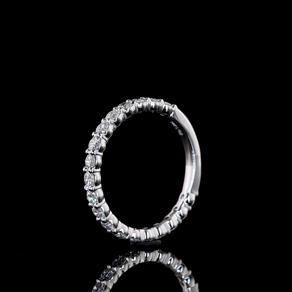 14K White Gold 3/4 Eternity Band with 19 Prong Set Round Lab Diamonds - 0.62 Carat Total Diamond Weight - Covaloro Fine Jewelry