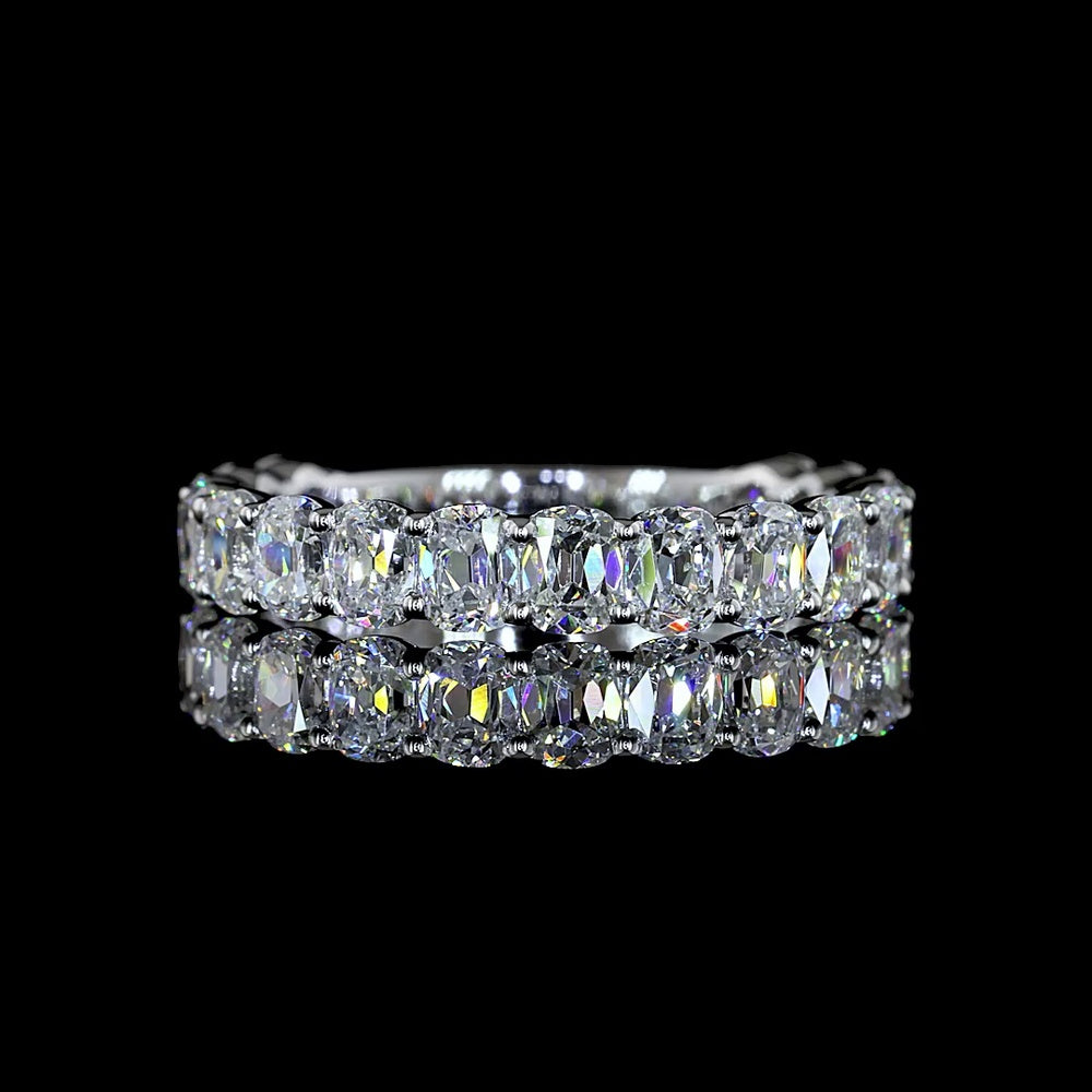14K White Gold 3/4 Eternity Band with 2.21 Carats Antique Cushion Cut Lab Diamonds - E-F Color VS Clarity - Covaloro Fine Jewelry
