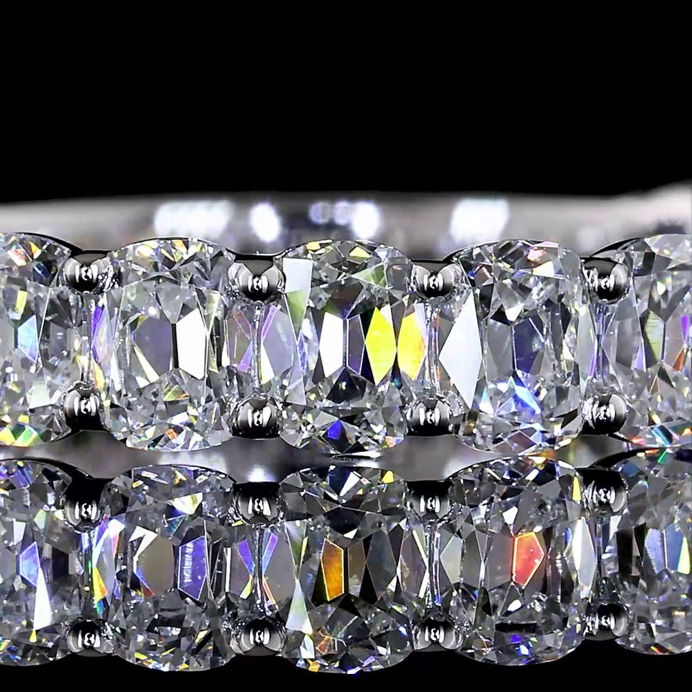 14K White Gold 3/4 Eternity Band with 2.21 Carats Antique Cushion Cut Lab Diamonds - E-F Color VS Clarity - Covaloro Fine Jewelry