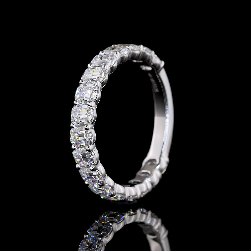 14K White Gold 3/4 Eternity Band with 2.21 Carats Antique Cushion Cut Lab Diamonds - E-F Color VS Clarity - Covaloro Fine Jewelry