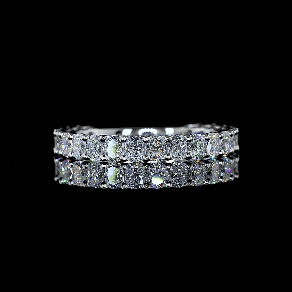 14K White Gold 3/4 Eternity Band with 21 Cushion Brilliant Cut Lab Diamonds - 2.00 Carats Total Diamond Weight - Covaloro Fine Jewelry