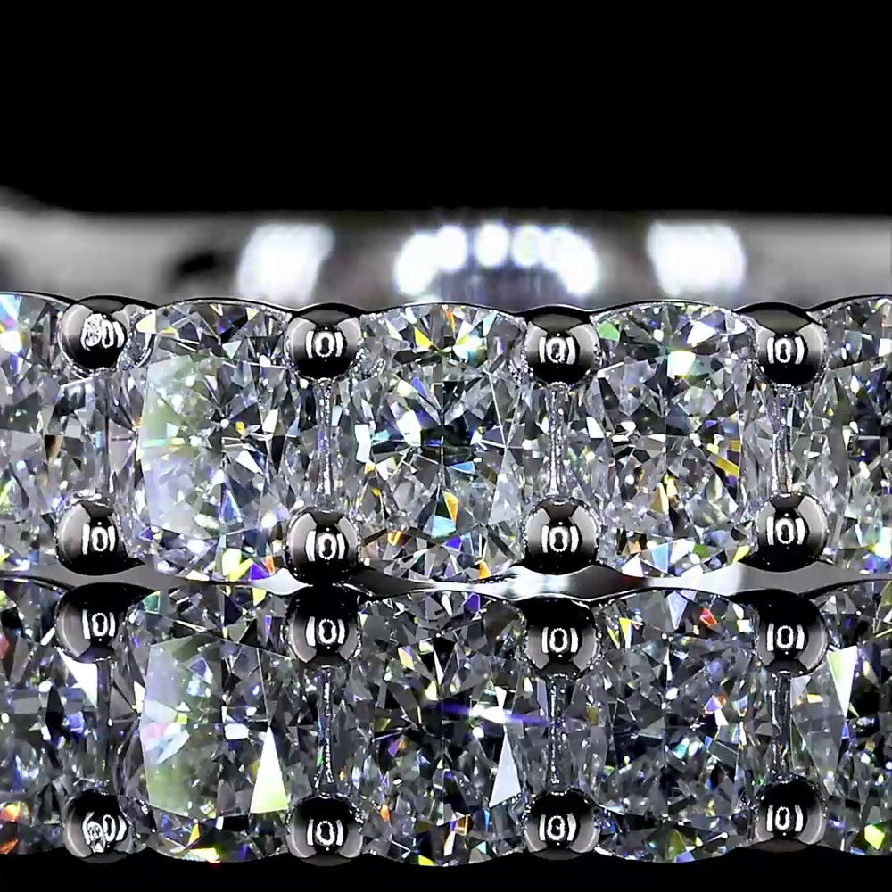 14K White Gold 3/4 Eternity Band with 21 Cushion Brilliant Cut Lab Diamonds - 2.00 Carats Total Diamond Weight - Covaloro Fine Jewelry
