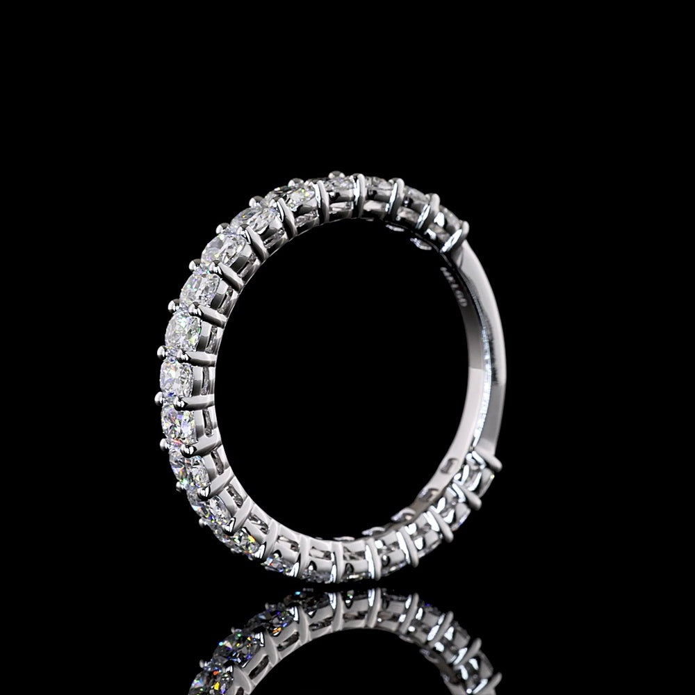 14K White Gold 3/4 Eternity Band with 21 Cushion Brilliant Cut Lab Diamonds - 2.00 Carats Total Diamond Weight - Covaloro Fine Jewelry