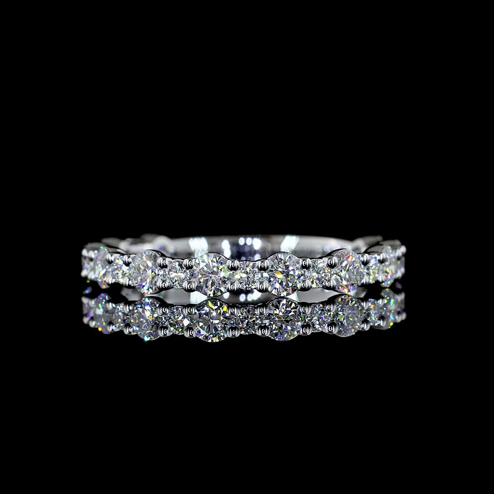14K White Gold 3/4 Eternity Band with 21 Round Brilliant Cut Lab Diamonds - 0.79 Carats Total Diamond Weight - Covaloro Fine Jewelry