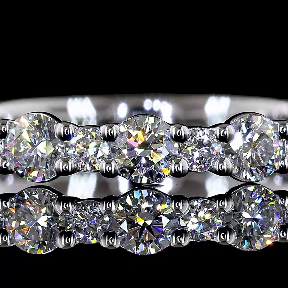 14K White Gold 3/4 Eternity Band with 21 Round Brilliant Cut Lab Diamonds - 0.79 Carats Total Diamond Weight - Covaloro Fine Jewelry