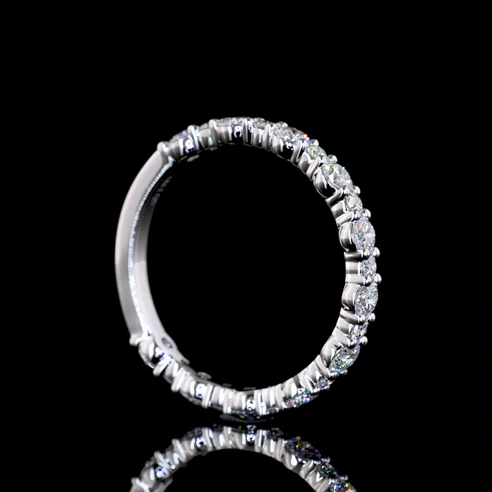 14K White Gold 3/4 Eternity Band with 21 Round Brilliant Cut Lab Diamonds - 0.79 Carats Total Diamond Weight - Covaloro Fine Jewelry