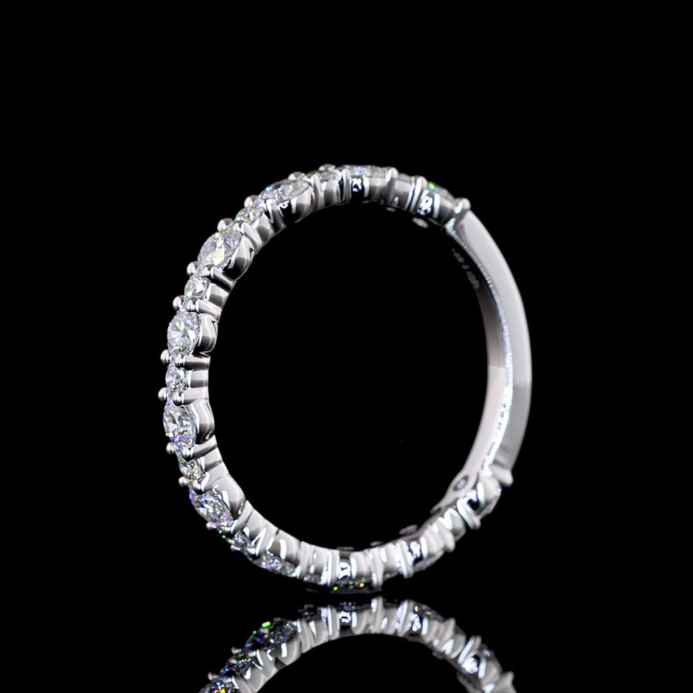 14K White Gold 3/4 Eternity Band with 21 Round Brilliant Cut Lab Diamonds - 0.79 Carats Total Diamond Weight - Covaloro Fine Jewelry