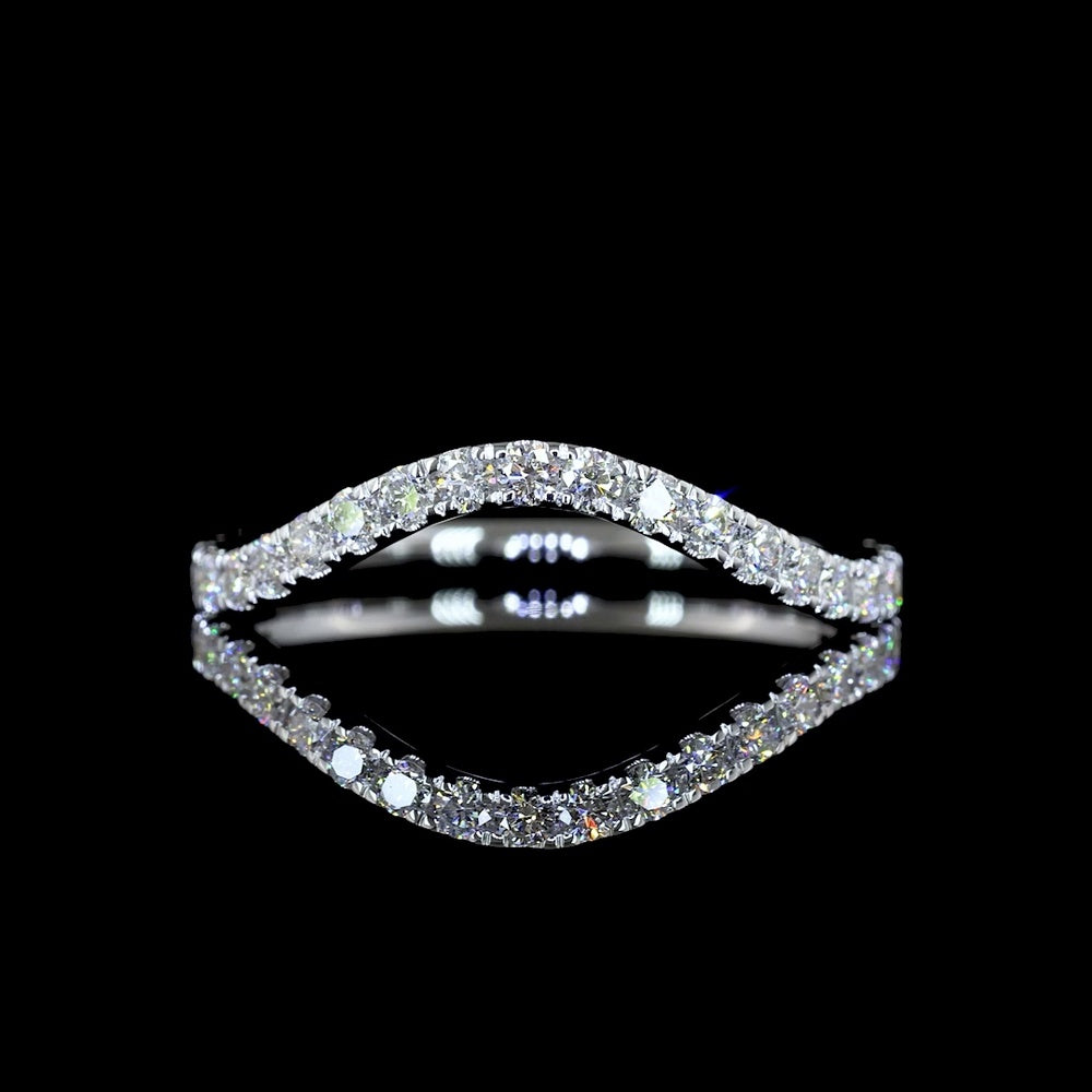14K White Gold 3/4 Eternity Band with 23 Round Brilliant Cut Lab Diamonds - 0.43 Carat Total Weight - Covaloro Fine Jewelry