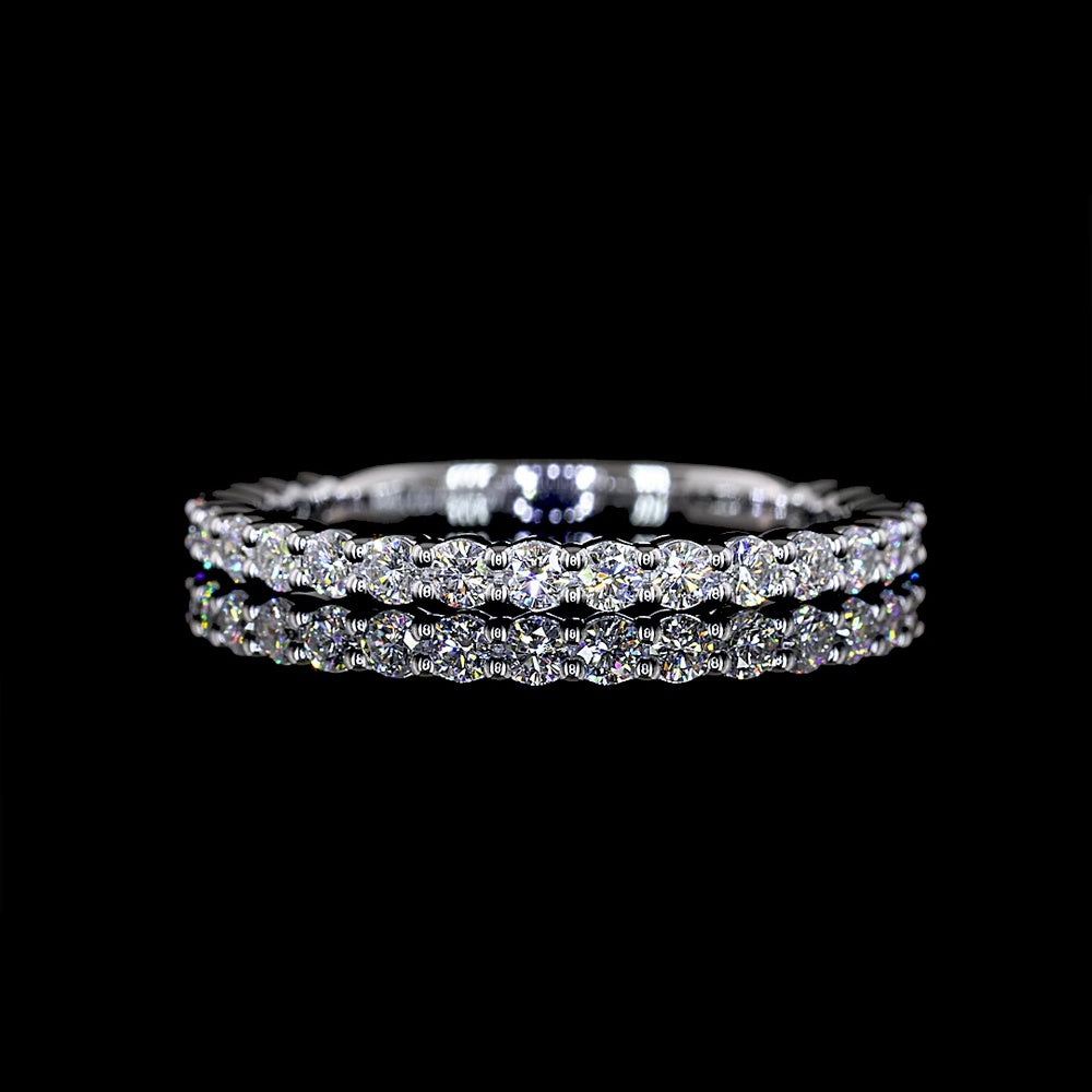 14K White Gold 3/4 Eternity Band with 23 Round Brilliant Cut Lab Diamonds - 0.57 Carat Total Weight, E-F Color VS Clarity - Covaloro Fine Jewelry