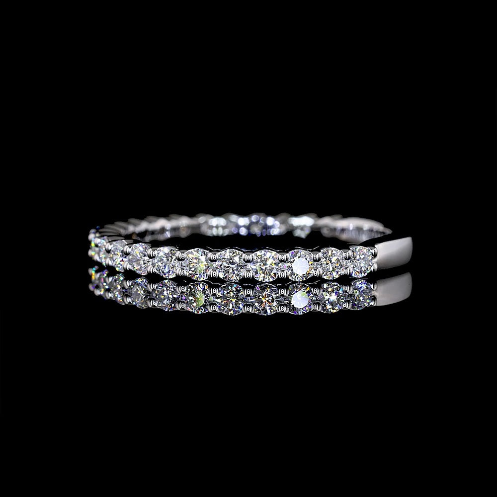 14K White Gold 3/4 Eternity Band with 23 Round Brilliant Cut Lab Diamonds - 0.57 Carat Total Weight, E-F Color VS Clarity - Covaloro Fine Jewelry