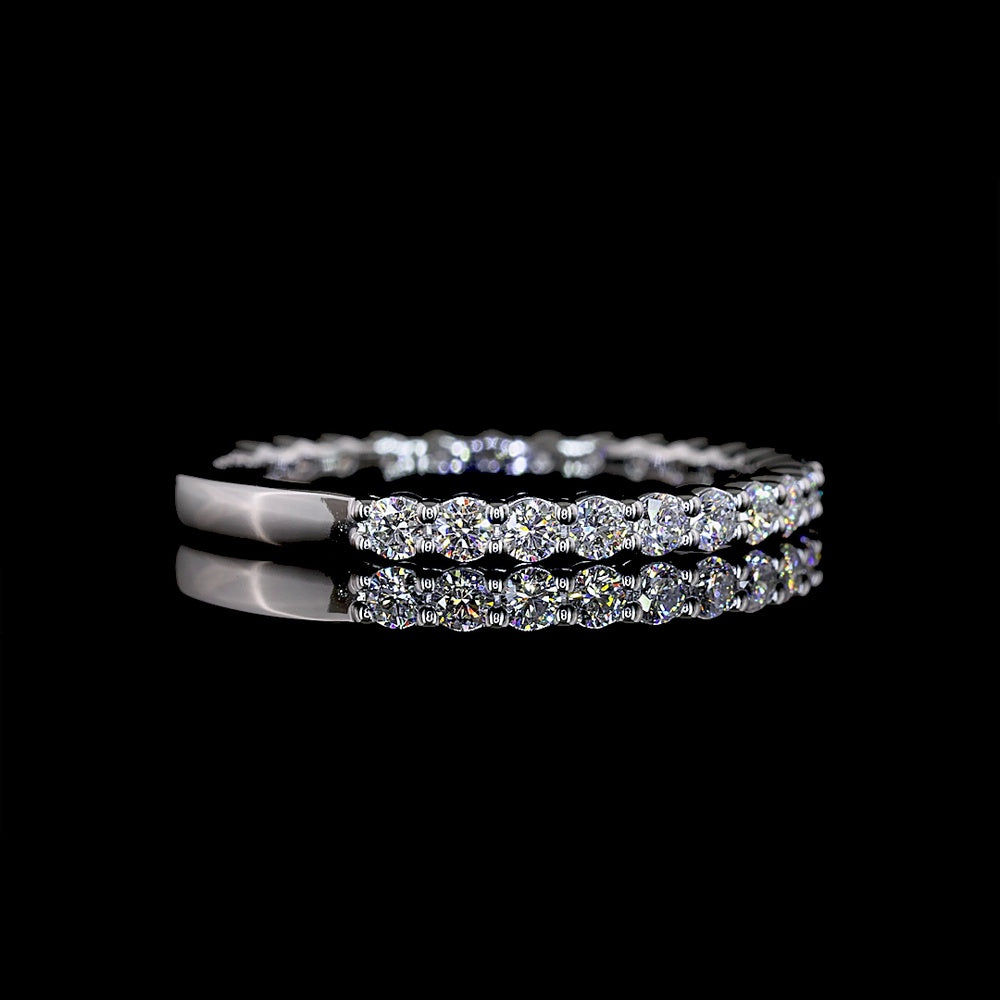 14K White Gold 3/4 Eternity Band with 23 Round Brilliant Cut Lab Diamonds - 0.57 Carat Total Weight, E-F Color VS Clarity - Covaloro Fine Jewelry