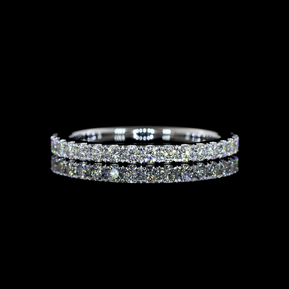 14K White Gold 3/4 Eternity Band with 25 Round Brilliant Cut Lab Diamonds - 0.63 Carats Total Diamond Weight - Covaloro Fine Jewelry