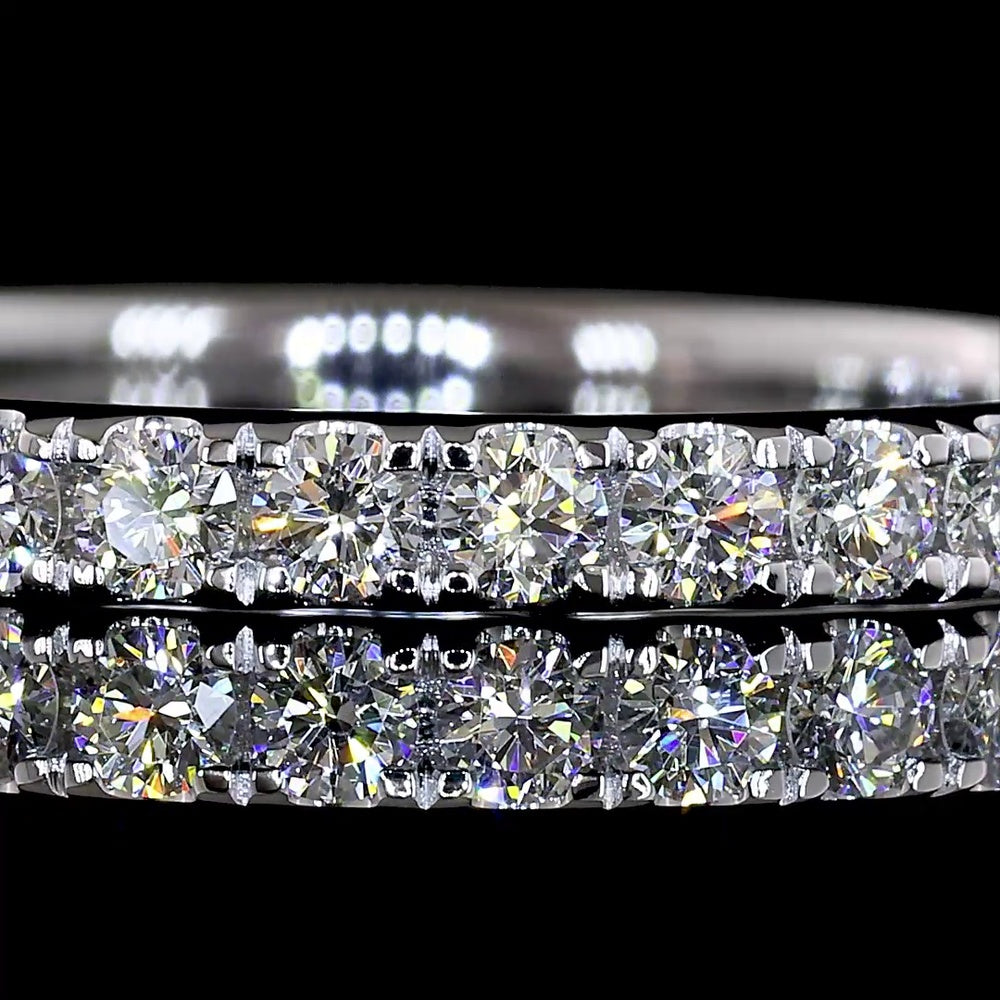 14K White Gold 3/4 Eternity Band with 25 Round Brilliant Cut Lab Diamonds - 0.63 Carats Total Diamond Weight - Covaloro Fine Jewelry