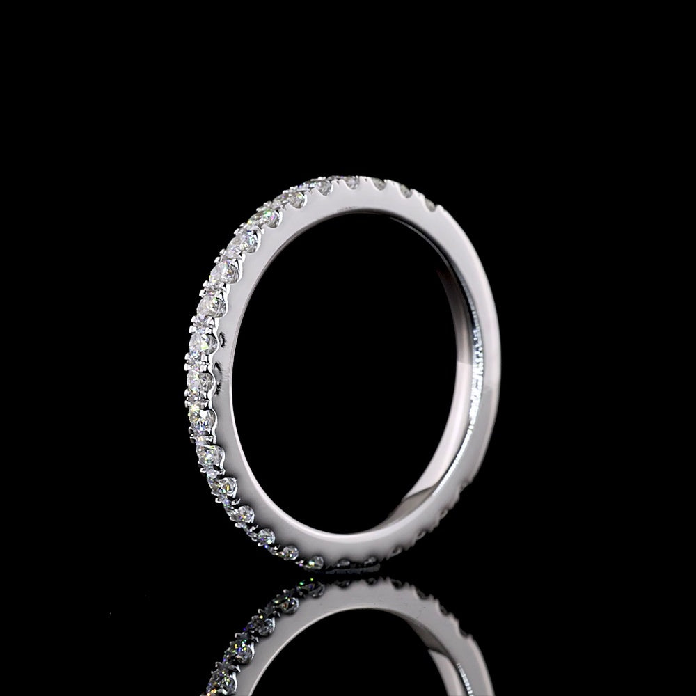14K White Gold 3/4 Eternity Band with 25 Round Brilliant Cut Lab Diamonds - 0.63 Carats Total Diamond Weight - Covaloro Fine Jewelry