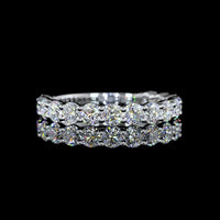 14K White Gold 3/4 Eternity Band with 30 Round Brilliant Cut Lab Diamonds - 3.08 Carats Total Diamond Weight - Covaloro Fine Jewelry