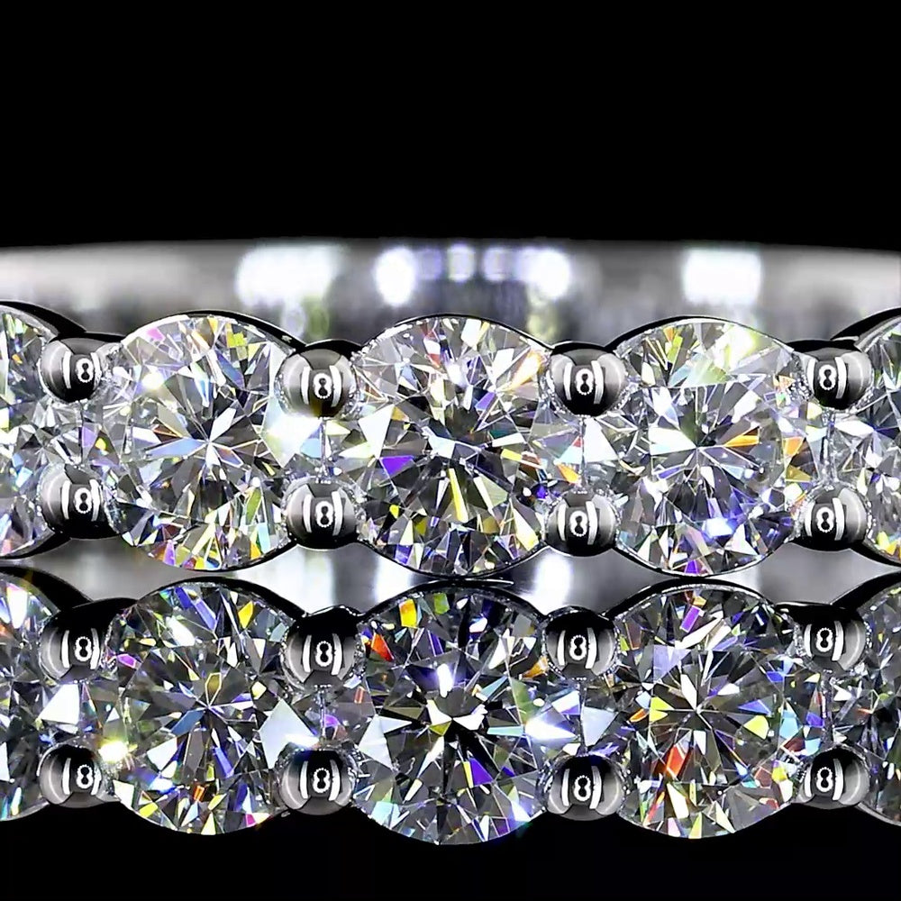 14K White Gold 3/4 Eternity Band with 30 Round Brilliant Cut Lab Diamonds - 3.08 Carats Total Diamond Weight - Covaloro Fine Jewelry