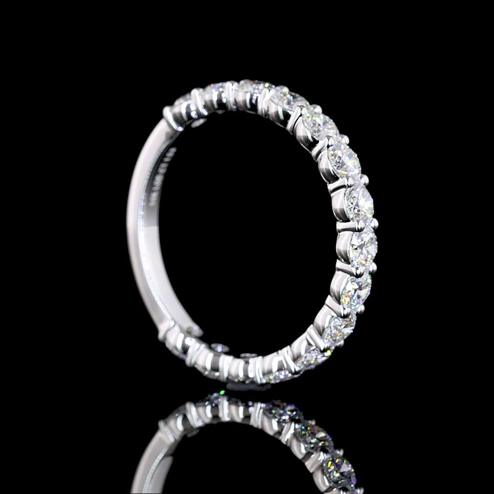 14K White Gold 3/4 Eternity Band with 30 Round Brilliant Cut Lab Diamonds - 3.08 Carats Total Diamond Weight - Covaloro Fine Jewelry