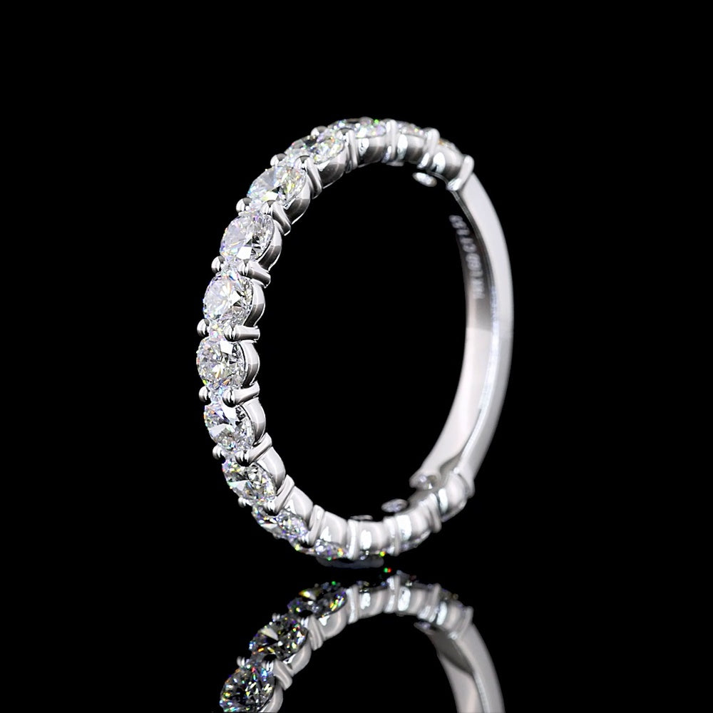 14K White Gold 3/4 Eternity Band with 30 Round Brilliant Cut Lab Diamonds - 3.08 Carats Total Diamond Weight - Covaloro Fine Jewelry