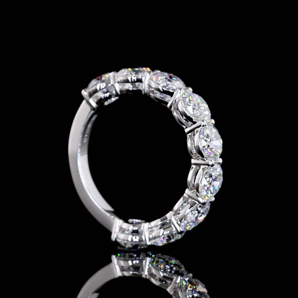 14K White Gold 3/4 Eternity Band with 4.13ctw Round Brilliant Lab Grown Diamonds in Prong Setting - Covaloro Fine Jewelry