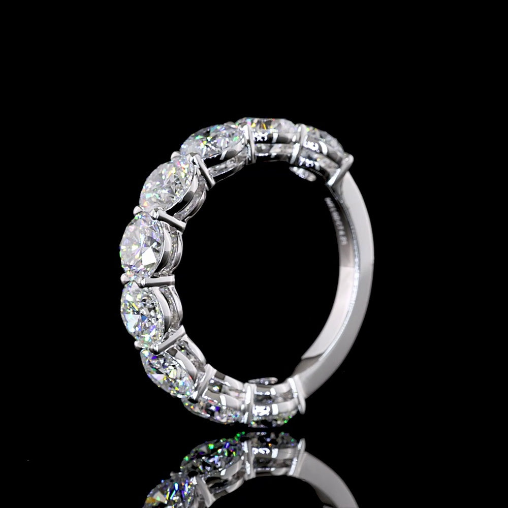 14K White Gold 3/4 Eternity Band with 4.13ctw Round Brilliant Lab Grown Diamonds in Prong Setting - Covaloro Fine Jewelry