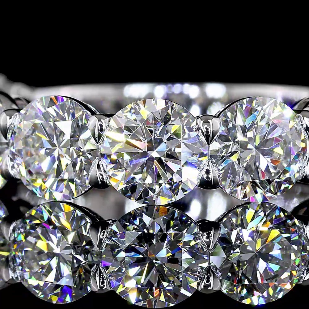 14K White Gold 3/4 Eternity Band with 9 Prong-Set Round Lab Diamonds - 4.63 Carat Total Weight - Covaloro Fine Jewelry