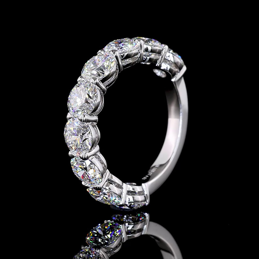 14K White Gold 3/4 Eternity Band with 9 Prong-Set Round Lab Diamonds - 4.63 Carat Total Weight - Covaloro Fine Jewelry