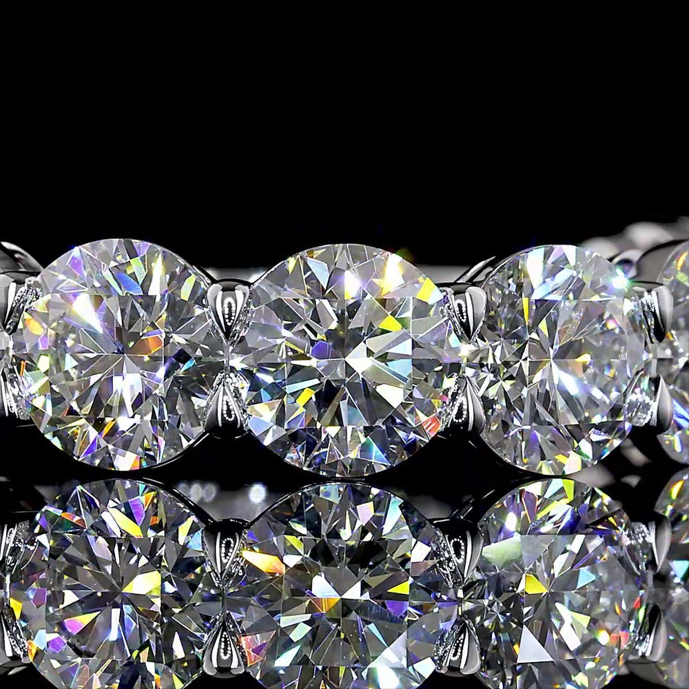 14K White Gold 3/4 Eternity Band with 9 Round Brilliant Lab Diamonds - 5.04 Carat Total Weight - Covaloro Fine Jewelry