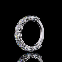 14K White Gold 3/4 Eternity Band with 9 Round Brilliant Lab Diamonds - 5.04 Carat Total Weight - Covaloro Fine Jewelry