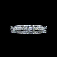 14K White Gold 3/4 Eternity Band with Alternating Baguette and Brilliant Cut Lab Diamonds - 0.55 Carats Total Diamond Weight - Covaloro Fine Jewelry