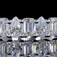 14K White Gold 3/4 Eternity Band with Alternating Emerald Cut and Pear Shape Lab Diamonds - 0.91 Carats Total Diamond Weight - Covaloro Fine Jewelry