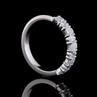14K White Gold 3/4 Eternity Band with Alternating Emerald Cut and Pear Shape Lab Diamonds - 0.91 Carats Total Diamond Weight - Covaloro Fine Jewelry