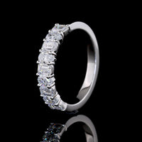 14K White Gold 3/4 Eternity Band with Alternating Emerald Cut and Pear Shape Lab Diamonds - 0.91 Carats Total Diamond Weight - Covaloro Fine Jewelry