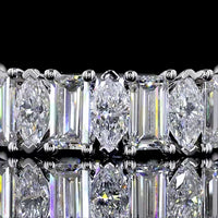 14K White Gold 3/4 Eternity Band with Alternating Marquise and Baguette Lab Diamonds - 1.73 Carat Total Weight - Covaloro Fine Jewelry