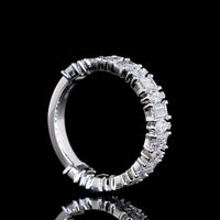 14K White Gold 3/4 Eternity Band with Alternating Marquise and Baguette Lab Diamonds - 1.73 Carat Total Weight - Covaloro Fine Jewelry